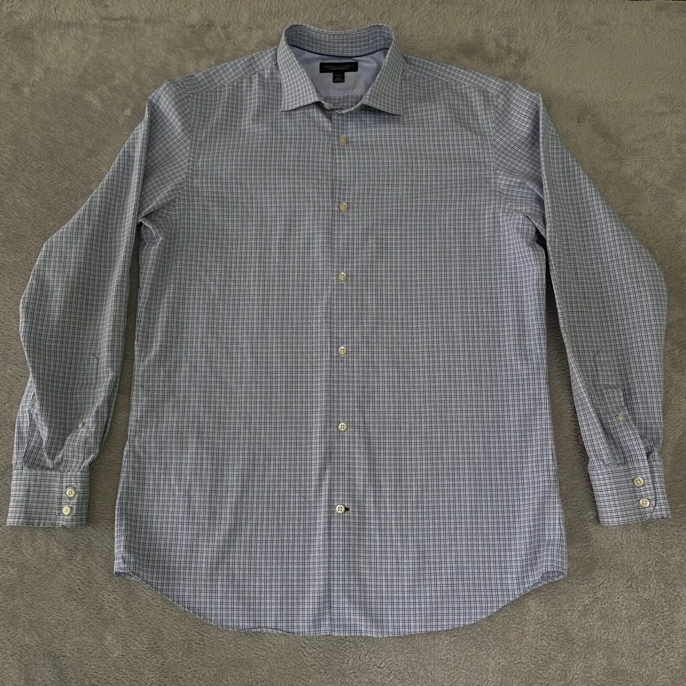 Banana Republic Shirt Mens Large Blue Button Down‎ Slim Long Sleeve Preppy Plaid